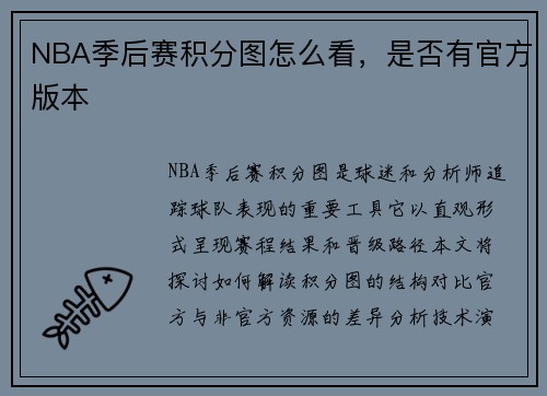 NBA季后赛积分图怎么看，是否有官方版本